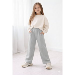 Детские брюки палаццо с кантом 2-нить | широкие брюки для девочки 86–146 | серые | Украинский производитель